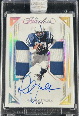 2023 Panini Flawless Marshall Faulk Patch On Card Auto 20/20 Bookend