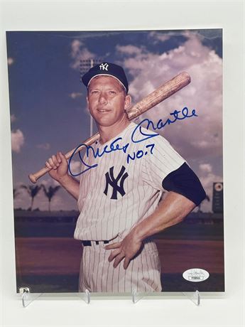 Mickey Mantle Autographed 8x10 JSA Beautiful Clear Auto LOA Letter Missing