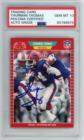 1989 Pro Set #32 Thurman Thomas RC PSA DNA Certified Auto 10 GEM MINT