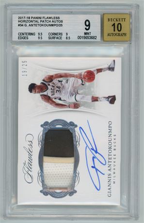 2017 Panini Flawless #34 Giannis Antetokounmpo 19/25 BGS 9 Auto 10