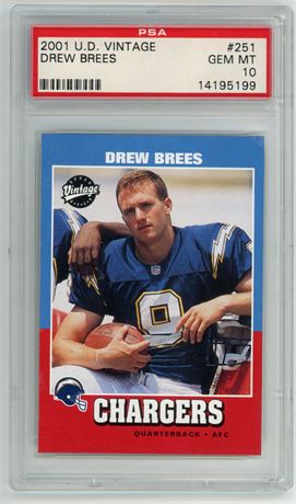2001 Upper Deck Vintage #251 Drew Brees RC PSA 10 GEM MINT
