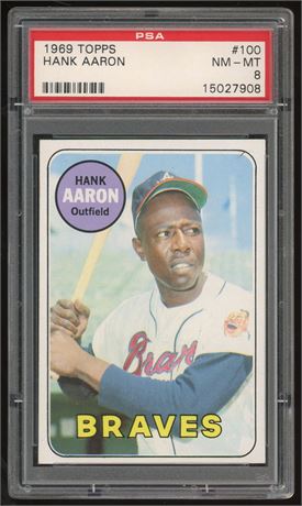 1969 Topps #100 Hank Aaron PSA 8 NMMT