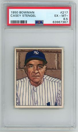 1950 Bowman #217 Casey Stengel PSA 6.5 EXMT+