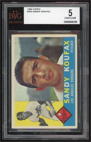 1960 Topps #343 Sandy Koufax BVG 5 EX