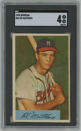 1954 Bowman #64 Eddie Mathews SGC 4 VGEX