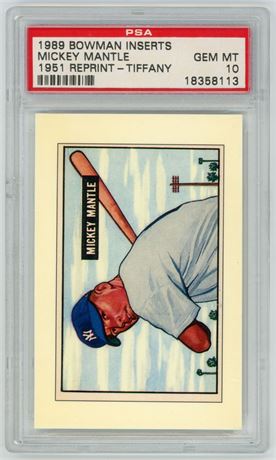 1989 Bowman Inserts Mickey Mantle 1951 Reprint Tiffany PSA 10 GEM MINT