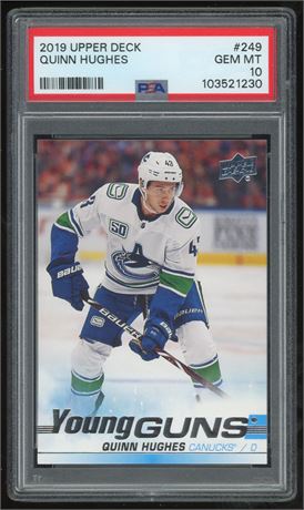 2019 Upper Deck #249 Quinn Hughes RC Young Guns PSA 10 GEM MINT