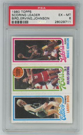 1980 Topps Scoring Leader Bird/Magic RC PSA 6 EXMT