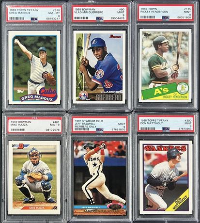 1985-95 Baseball (6) PSA HOF/RC Lot w/ Tiffany, Members Only