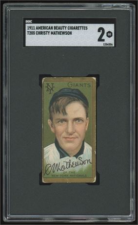 1911 T205 American Beauty Christy Mathewson SGC 2 GOOD Rare Back