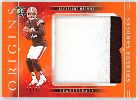 2025 Panini Origins Shedeur Sanders Rookie Jumbo Jersey Patch 7/75 Orange