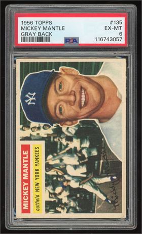1956 Topps #135 Mickey Mantle Gray Back PSA 6 EXMT