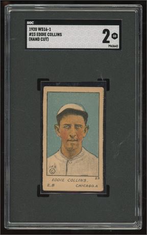 1920 W516-1 Strip Card #23 Eddie Collins Hand Cut HOF SGC 2 GOOD