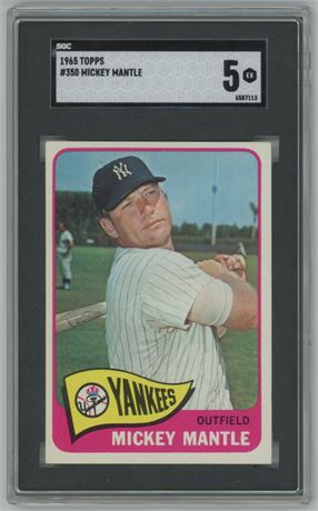1965 Topps #350 Mickey Mantle SGC 5