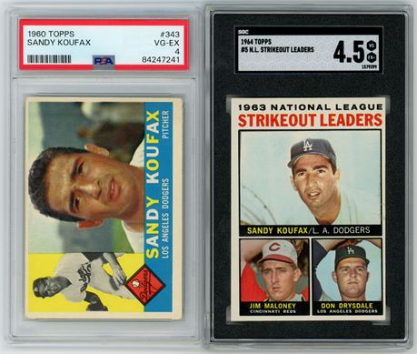 1960-1964 Topps Sandy Koufax SGC/PSA VGEX-VGEX+ Graded Lot (2)