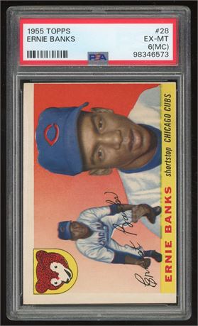 1955 Topps #28 Ernie Banks PSA 6(MC)