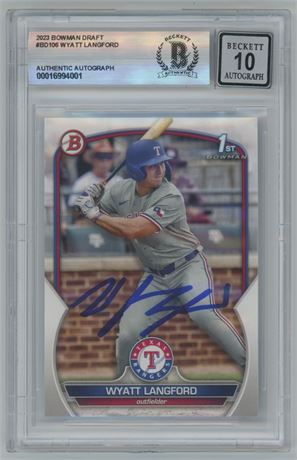 2023 Bowman Draft Wyatt Langford RC BGS Auto 10