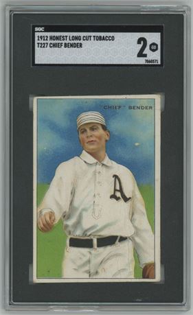 1912 T227 Honest Long Cut Chief Bender SGC 2 GOOD HOF