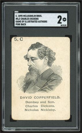 1890 Mcloughlin Bros Game of Illustrated Authors #5,C Charles Dickens SGC 2 GOOD