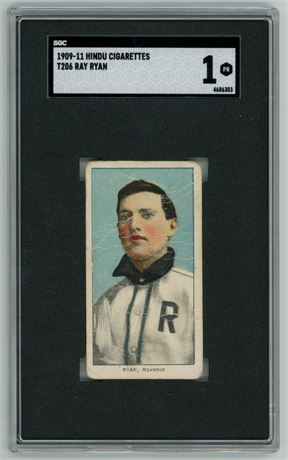 1909-11 T206 Hindu Brown Ray Ryan SGC 1 POOR Rare Back Only 7 Higher
