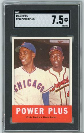 1963 Topps #242 Power Plus Ernie Banks/Hank Aaron SGC 7.5 NM+ CENTERED