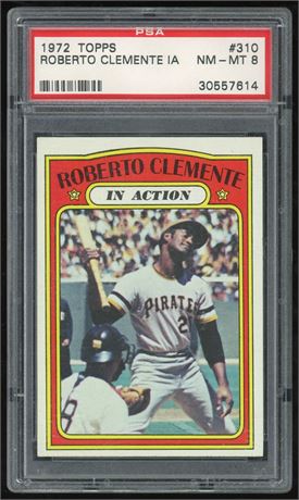 1972 Topps #310 Roberto Clemente In Action PSA 8 NMMT