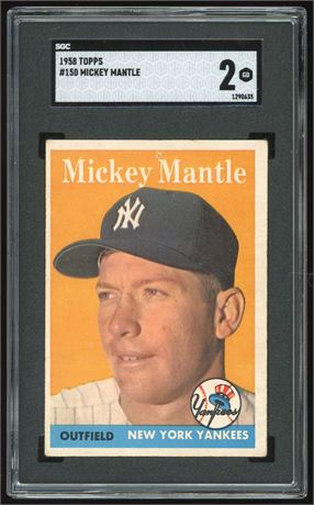 1958 Topps #150 Mickey Mantle SGC 2 GOOD