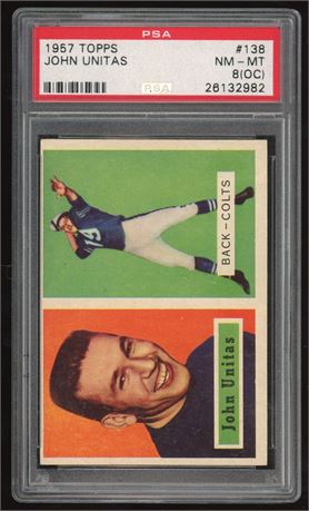 1957 Topps #138 Johnny Unitas RC PSA 8 (OC)