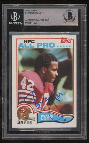 1982 Topps #486 Ronnie Lott RC Auto BGS AUTH AUTO