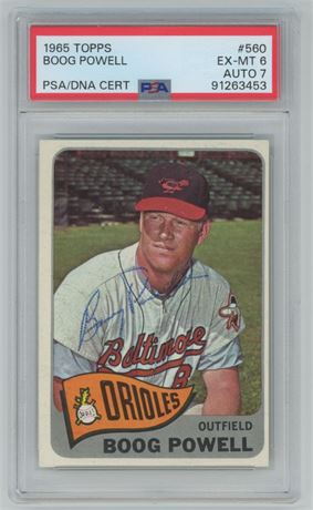1965 Topps #560 Boog Powell PSA 6 EXMT AUTO 7