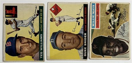 1955-56 Topps Low Grade Lot (3) Mays, Snider, and Williams
