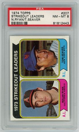 1974 Topps #207 Nolan Ryan/Tom Seaver Strikeout Leaders PSA 8 NMMT (READ)