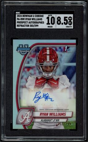 2024 Bowman U Chrome Ryan Williams Prospect Auto 202/299 SGC 8.5 Auto 10