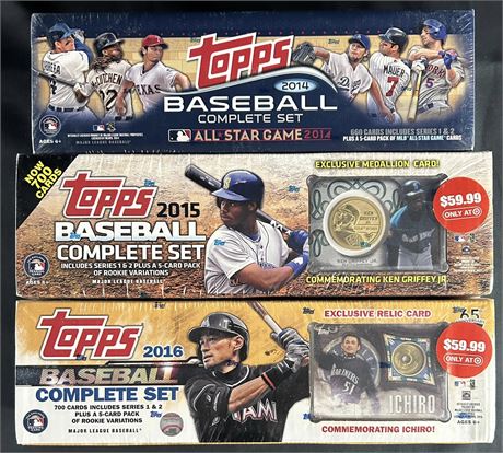 2014-2016 Topps Baseball Complete Set Lot (3) Factory Sealed
