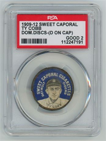 1909-12 Sweet Caporal Ty Cobb Domino Discs (D On Cap) PSA 2 GOOD