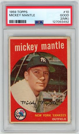 1959 Topps #10 Mickey Mantle PSA 2(MK) GOOD
