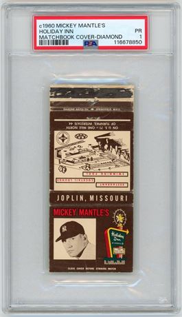 1960 Mickey Mantle's Holliday Inn Matchbook Cover-Diamond PSA 1 POOR