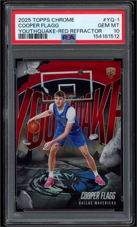 2025 Topps Chrome Cooper Flagg Youthquake Red-Refractor 5/5 PSA 10