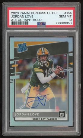 2020 Donruss Optic #154 Jordan Love Rated Rookie Auto Holo 6/99 PSA 10