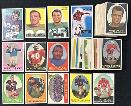 1950's Football Lot (93) w/ Starr/Layne/Tittle/Berry Etc Grading Potential!!