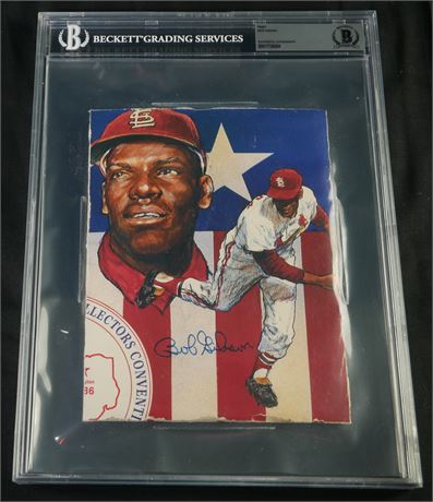 Bob Gibson Signed Print BGS Authentic Autograph