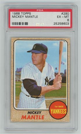 1968 Topps #280 Mickey Mantle PSA 6 EXMT Nicely Centered!