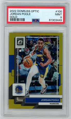 2022 Donruss Optic #100 Jordan Poole Gold 2/10 PSA 9 MINT