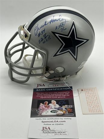 Chuck Howley Autographed Dallas Cowboys Mini Helmet w/ Inscriptions JSA RARE