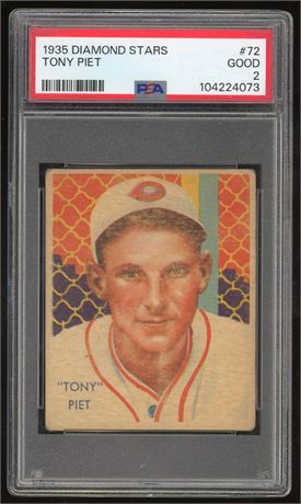 1935 Diamond Stars #72 Tony Piet PSA 2 GOOD