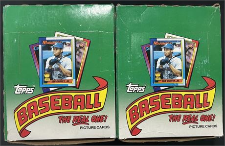 1990 Topps Baseball Cello Wax Box (2) - 48 Jumbo Factory Sealed Packs