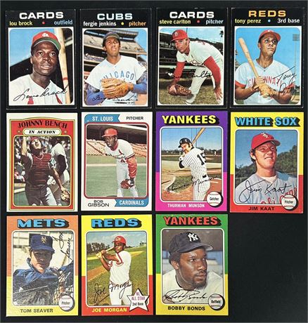 (11) 1971-75 Topps Baseball Stars/HOF Lot ~VGEX