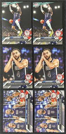 2024 Topps Now Olympics Lot (6) w/ LeBron, Curry and Gold Medal Cards