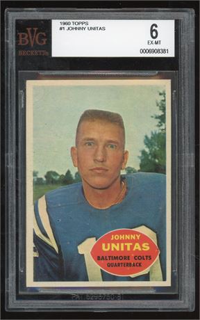 1960 Topps #1 Johnny Unitas BVG 6 EXMT