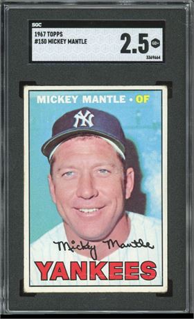 1967 Topps #150 Mickey Mantle SGC 2.5 GOOD+